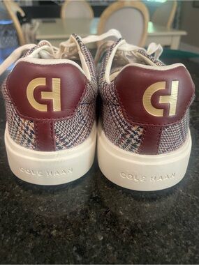 Cole Haan Burgundy and Multicolor Tweed Low-Top Sneakers
